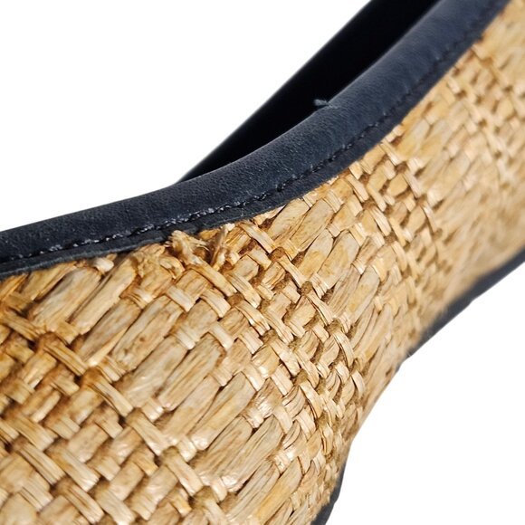 Tory Burch Women Raffia Flats Black 8M Coastal, Old Money, Clean Girl Flawed - Picture 6 of 12